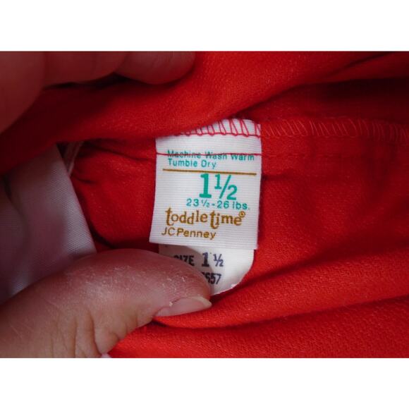 VTG Toddletime Velour Tank Dress & Shirt Lace Floral red Cottwagcore Praire 2T - Picture 5 of 7